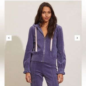 Ilana Hood Sweater by Odd Molly. Periwinkle with pink ribbon. Worn once!